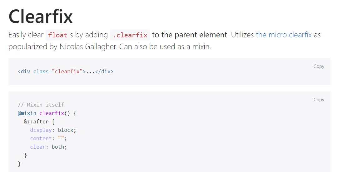 Bootstrap clearfix  main documentation