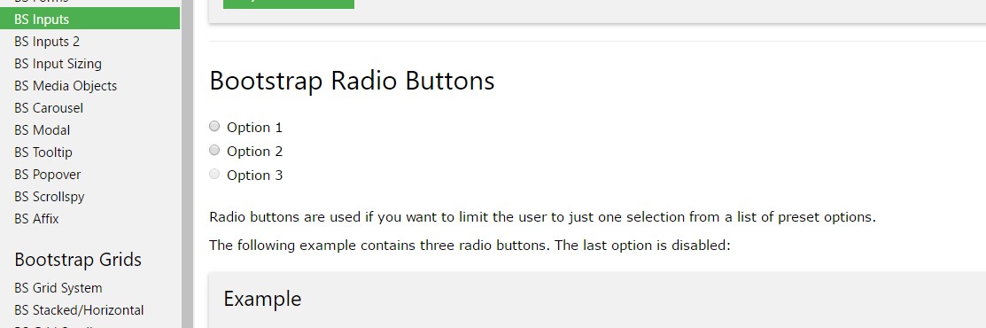 Bootstrap Radio button -  training