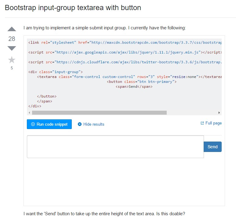 Bootstrap input-group Textarea button with